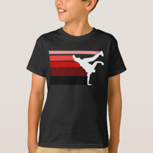 Camiseta Miúdos brancos vermelhos do inclinação de BBOY