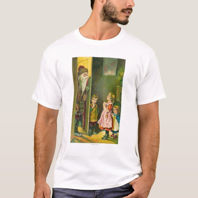 Camiseta Miúdos de um Natal feliz que deixam o papai noel (Frente)