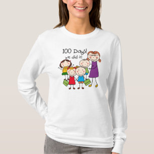 Camiseta Miúdos e professor fêmea 100 dias