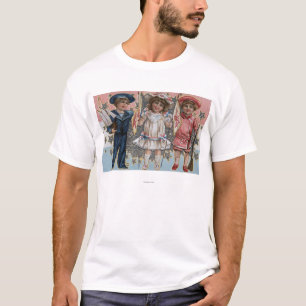 Camiseta Miúdos em azul, no branco e no rosa