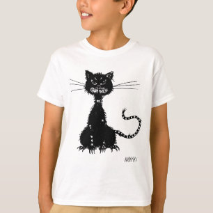 Camiseta Miúdos maus ásperos do gato preto
