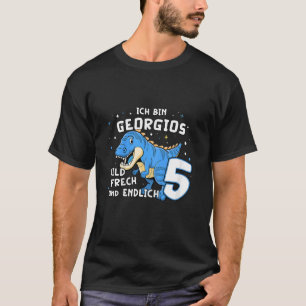 Camiseta Miúdos sou Georgios, finalmente 5 Dino Azul TRex K