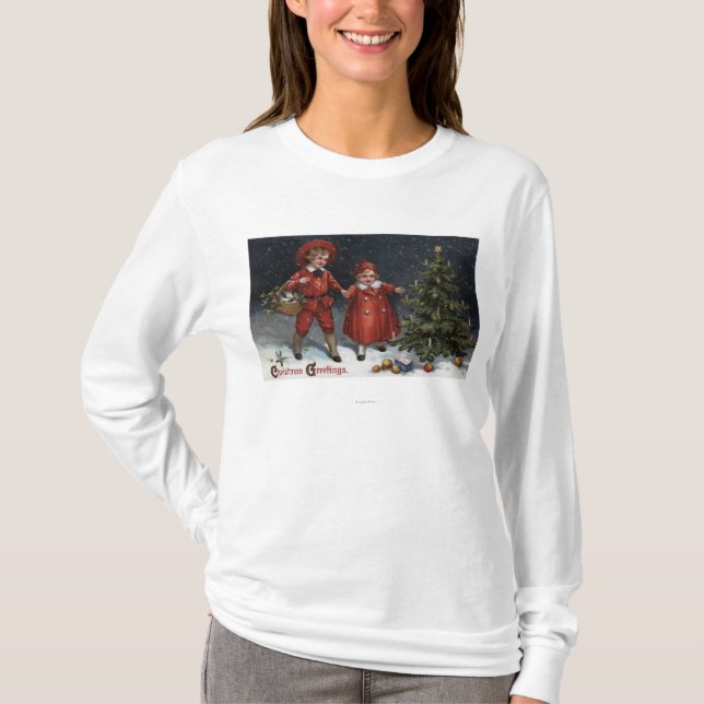 Camiseta Miúdos terminados decorando a árvore (Frente)