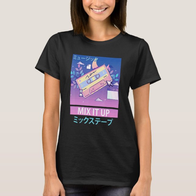 Camiseta Mix Tape Retro 80s Japanese Otaku Aesthetic Vaporw (Frente)