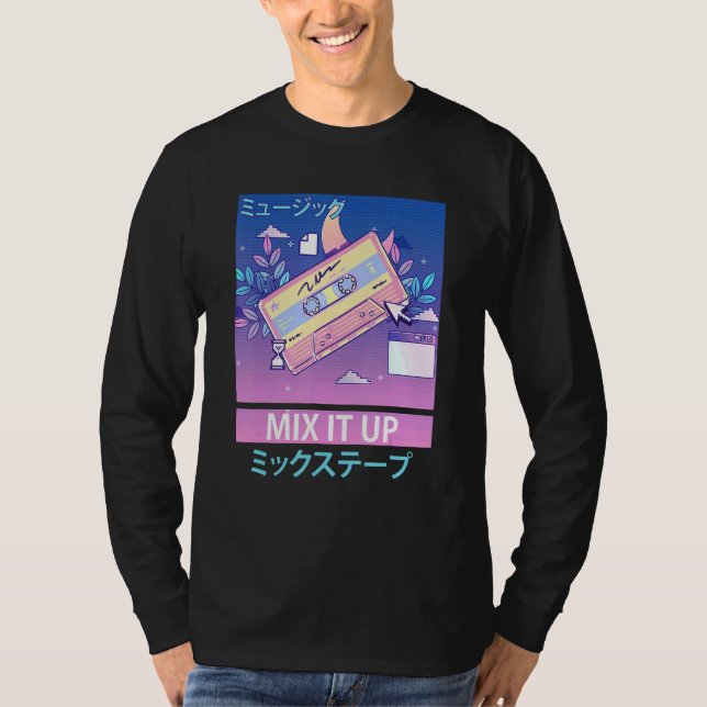 Camiseta Mix Tape Retro 80s Japanese Otaku Aesthetic Vaporw (Frente)