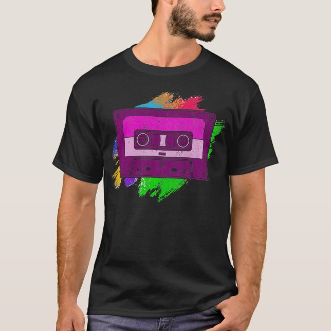 Camiseta Mixtape Colorida Série 1980s Music Lover Geração 8 (Frente)