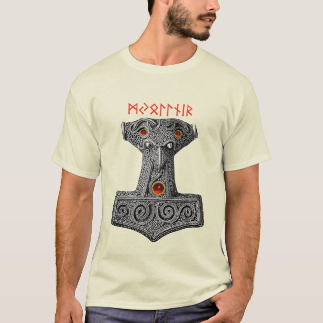 Camiseta MJOLNIR Hammer do Thor, Viking Mythology Ivory (Frente)