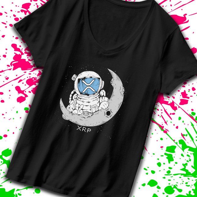 Camiseta Moa de Astronauta de Cuta Criptomoeda XRP Memória  (Criador carregado)