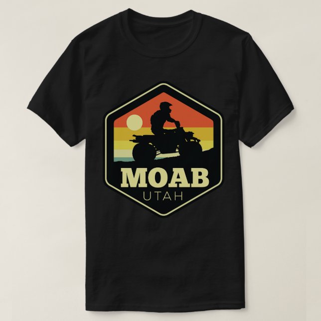 Camiseta Moab Utah ATV Vintage Sunset Hexagon (Frente do Design)