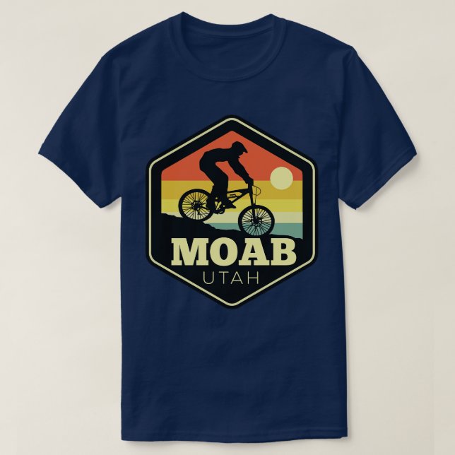 Camiseta Moab Utah Mountain Bike Vintage Sunset Hexagon (Frente do Design)