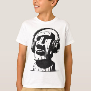 Camiseta Moai da Ilha de Páscoa Com Fones de Ouvido