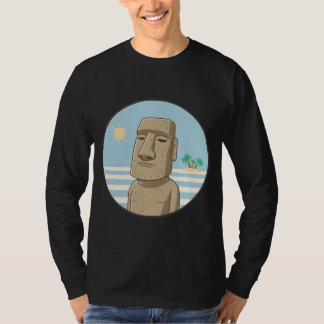 Camiseta Moai Pacífico ao Pôr do Sol