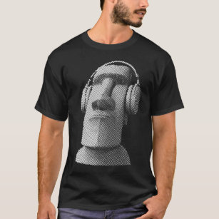 Camiseta 🎧 Moai que veste fones de ouvido
