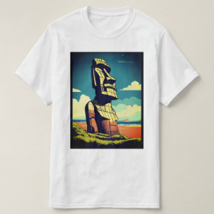 Camiseta Moai Tee Minimalista - Na moda Rapa Nui T-Shirt De