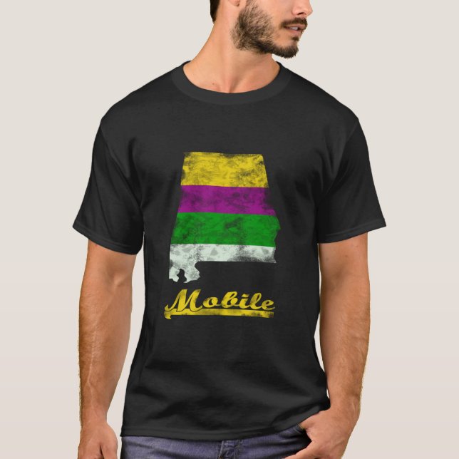 Camiseta Mobile Alabama Mardi Gras Fat Terça-Feira Festiva  (Frente)