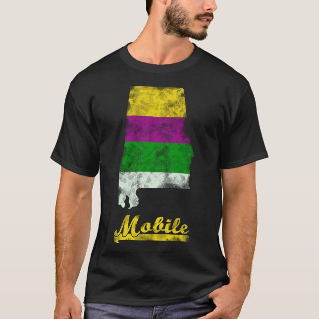 Camiseta Mobile Alabama Mardi Gras Fat Terça-Feira Festiva  (Frente)