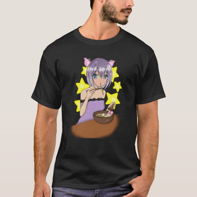 Camiseta moça de anime ramen (Frente)