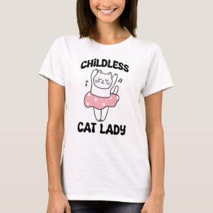 Camiseta moça de gato sem filhos