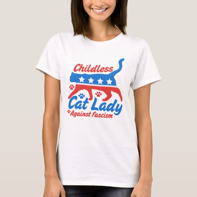 Camiseta moça de gato sem filhos (Frente)