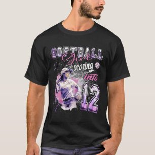 Camiseta Moça De Softball Pontilhando Em 12 - Aniversário P
