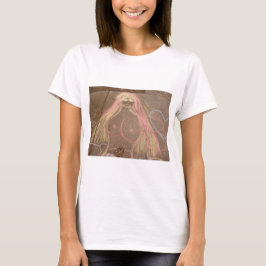 Camiseta moça hippie, deusa, desenho do giz