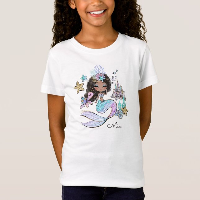 Camiseta Moça Personalizada de Sereia Personalizada de Aqua (Frente)