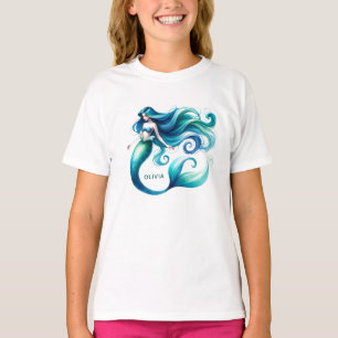 Camiseta Moça Personalizada de Sereia Personalizada de Aqua