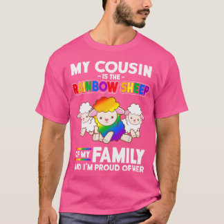Camiseta Moça Prima Rainbow Ovelha Da Família Eu Estou Orgu