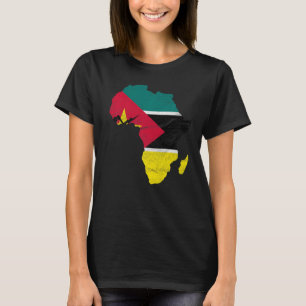 Camiseta Moçambique Bandeira África Continente Silhueta Pre