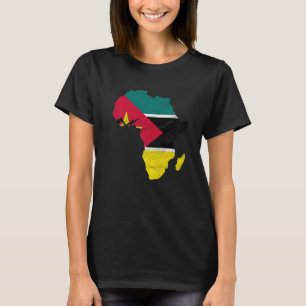 Camiseta Moçambique Bandeira África Continente Silhueta Pre