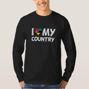 Camiseta Moçambique Sinalizador Coração Eu Amo Meu País Áfr
