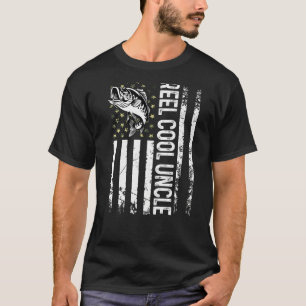 Camiseta Moças Que Pescam Bandeira Dos Eua Enrolam Tio Lega