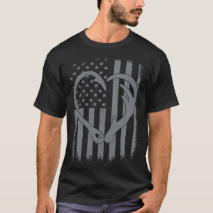 Camiseta Moças que pescam pavilhão dos EUA e caçam Pai mari