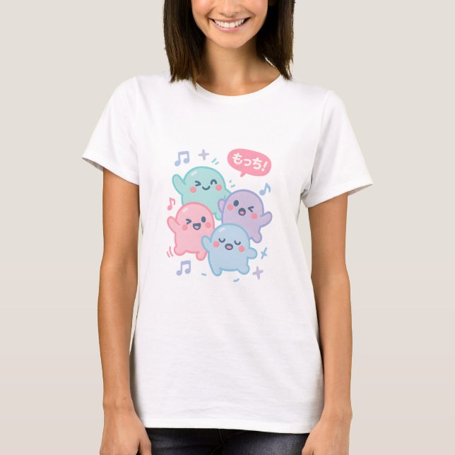 Camiseta Mochi Monster Dance – Comida Japonesa Divertida em (Frente)