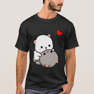Camiseta Mochi Peach Cat Goma Playful Cats Namorados Coupl