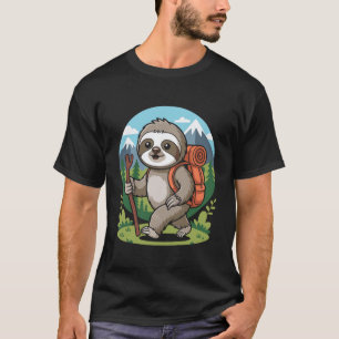 Camiseta Mochila De Aventura De Trilha De Preguiça Fofa Ani