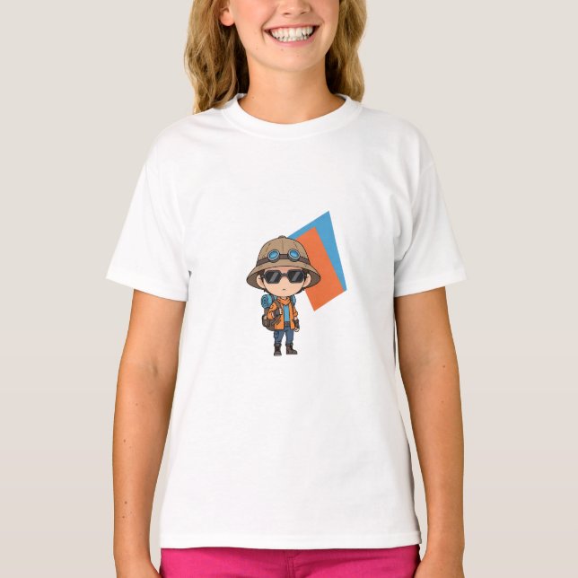 Camiseta Mochila de Explorador de Aventura para Crianças (Frente)