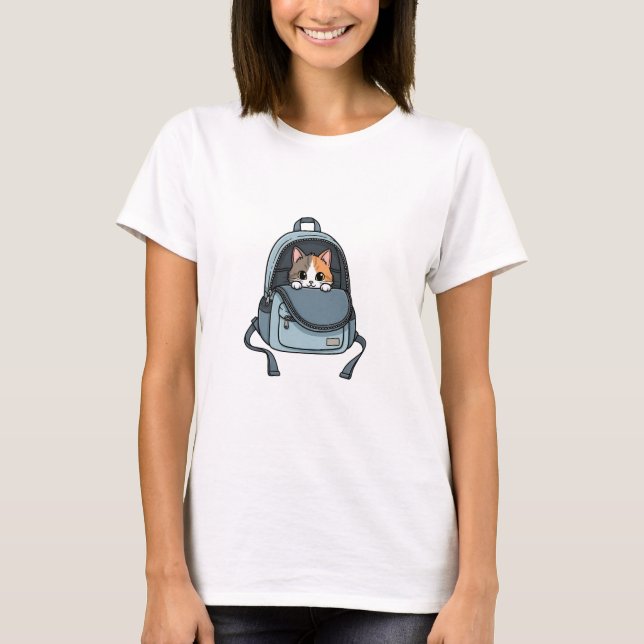 Camiseta Mochila de Gatinho Peekaboo (Frente)