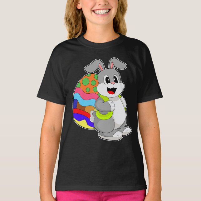 Camiseta Mochila de ovos de Páscoa de coelho (Frente)