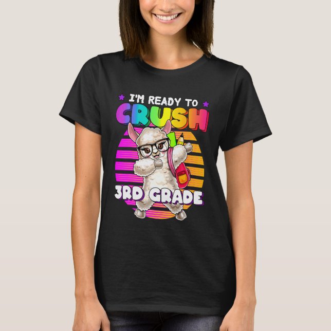 Camiseta Mochila de volta às aulas de lhama com dabbing da  (Frente)