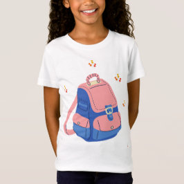 Camiseta Mochila Escolar Rosa e Azul Fofa"