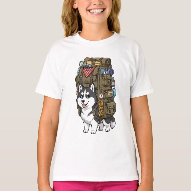 Camiseta Mochila Infantil Husky Aventura (Frente)