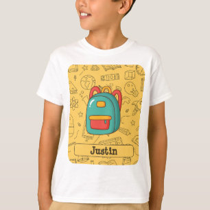Camiseta Mochila Personalizada de Volta às Aulas & Desenhos
