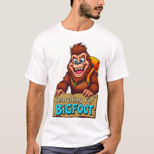 Camiseta Mochila Sasquatch Engraçada De Pé Grande Na Flores (Frente)