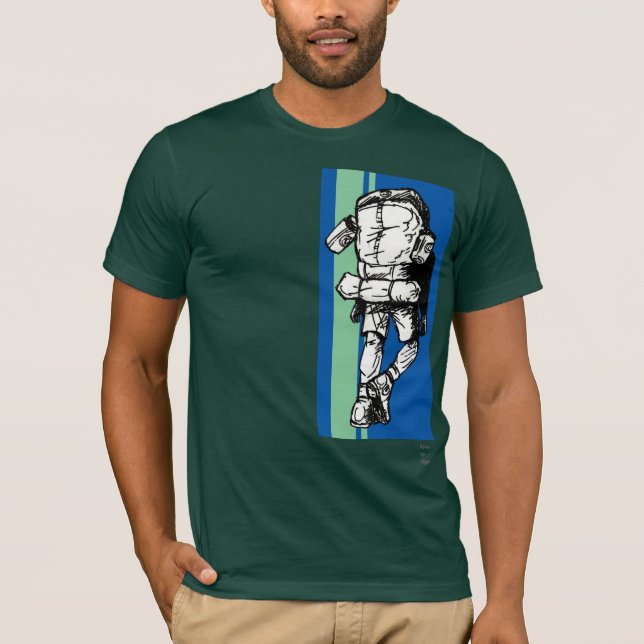 Camiseta Mochileiro (cara) - azul esverdeado (Frente)