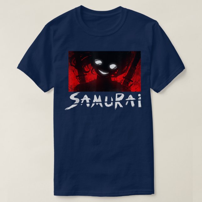 Camiseta moço de animação da cara samurai do japão art ninj (Frente do Design)