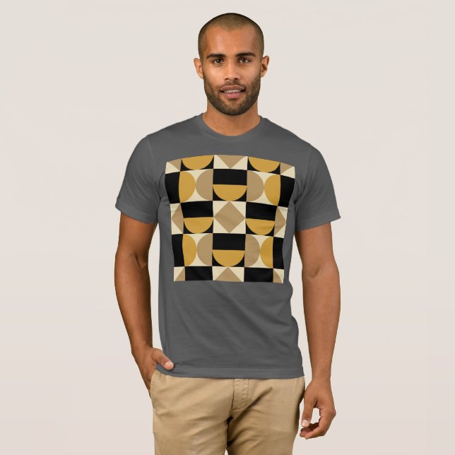 Camiseta Mod Década de 1970 Estilo Retro Desenho Geométrico (Frente Completa)