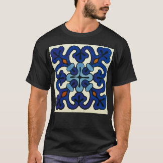 Camiseta Moda azulejo abstrato-talavera azul-barroco