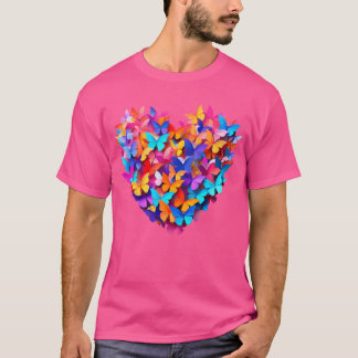 Camiseta Moda Borboleta Coração Com Um Toque Mágico