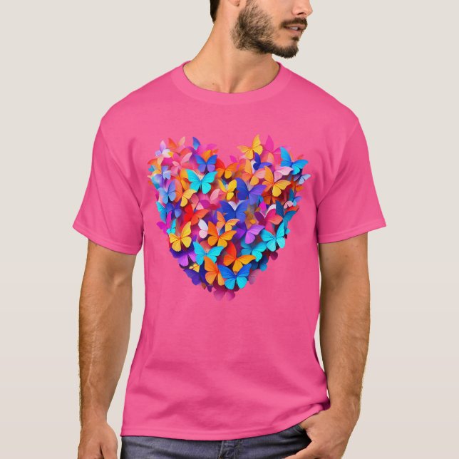 Camiseta Moda Borboleta Coração Com Um Toque Mágico (Frente)